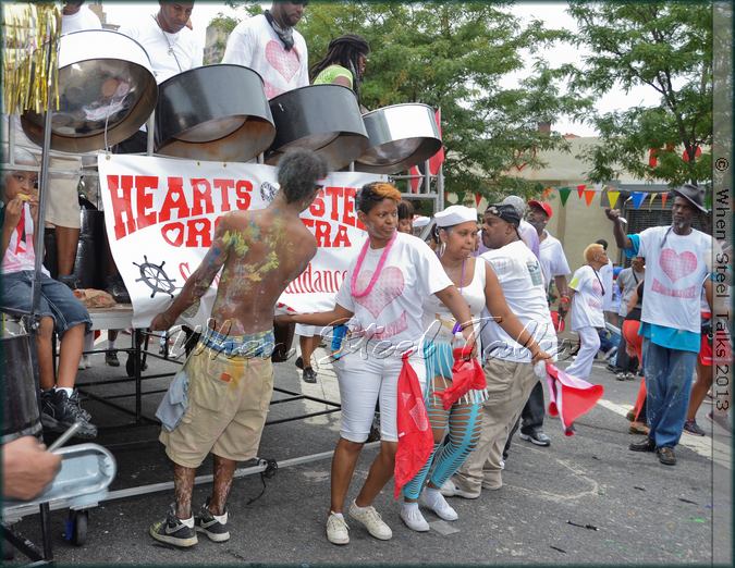 Hearts of Steel being pulled along by people power at New Yorks 2013 JOuvert