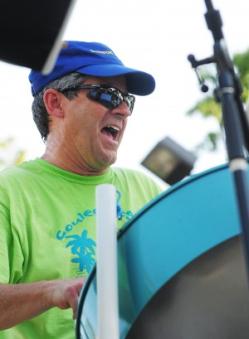 Leader of the Coulee Region Steel Band, Jim Knutson, performs with the band Friday evening during Riverfest