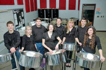 Senior members of the Dover High School Steel Band prepare for their final Pantasia event on Sunday, Feb. 17, beginning at 7 p.m. Members (L to R) are David Warther, Layne Gerbig, Logan Kinsey, Katie Cameron, Gabriel Mirhaidari, Karli Rainsberg, Tyler Bond and Claire Dingwell.
