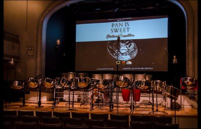 Instruments set up for first Steel Orchestra in Pan Is Sweet 2018