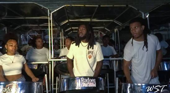 D’Radoes Steel Orchestra during their ‘Cool Down’ recording session